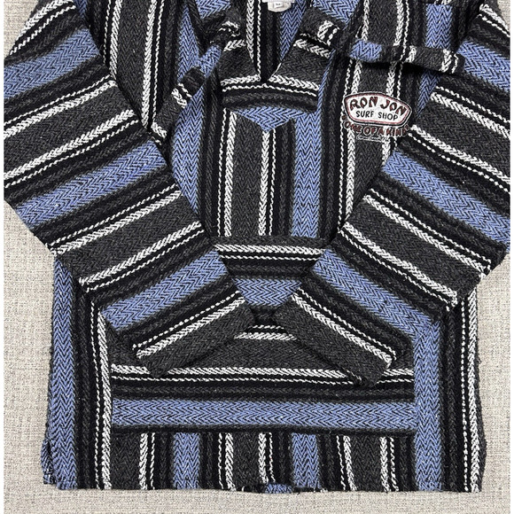 Ron Jon Surf Shop Pullover Hoodie Drug Rug Adult Sz Medium Blue Black Poncho EUC - Picture 6 of 10